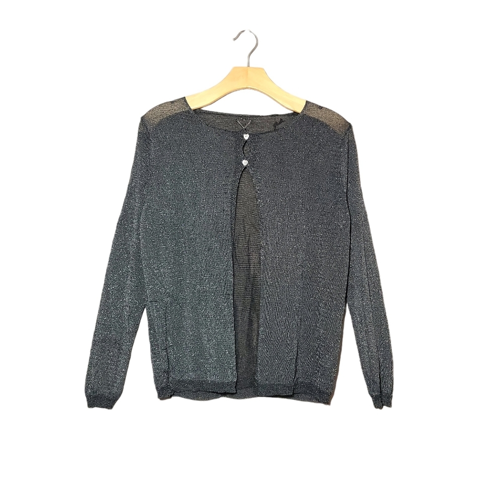 NWT Montan Paris Shimmering Gray Knit Cardigan Sweater